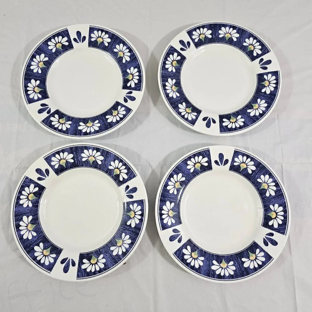 Oneida Spring Daisy Majesticware 6.5” Ceramic Dessert Bread Plates – Set of 4